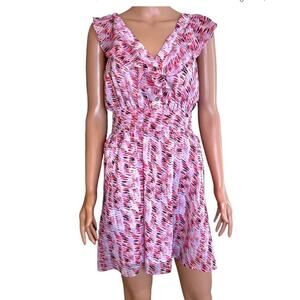 BCBGeneration Passion Pink V Neck Dress Size 4 Pockets Lined Spring Summer Dress